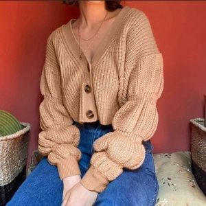 urban outfitters phoebe cardigan with bubble sleeves